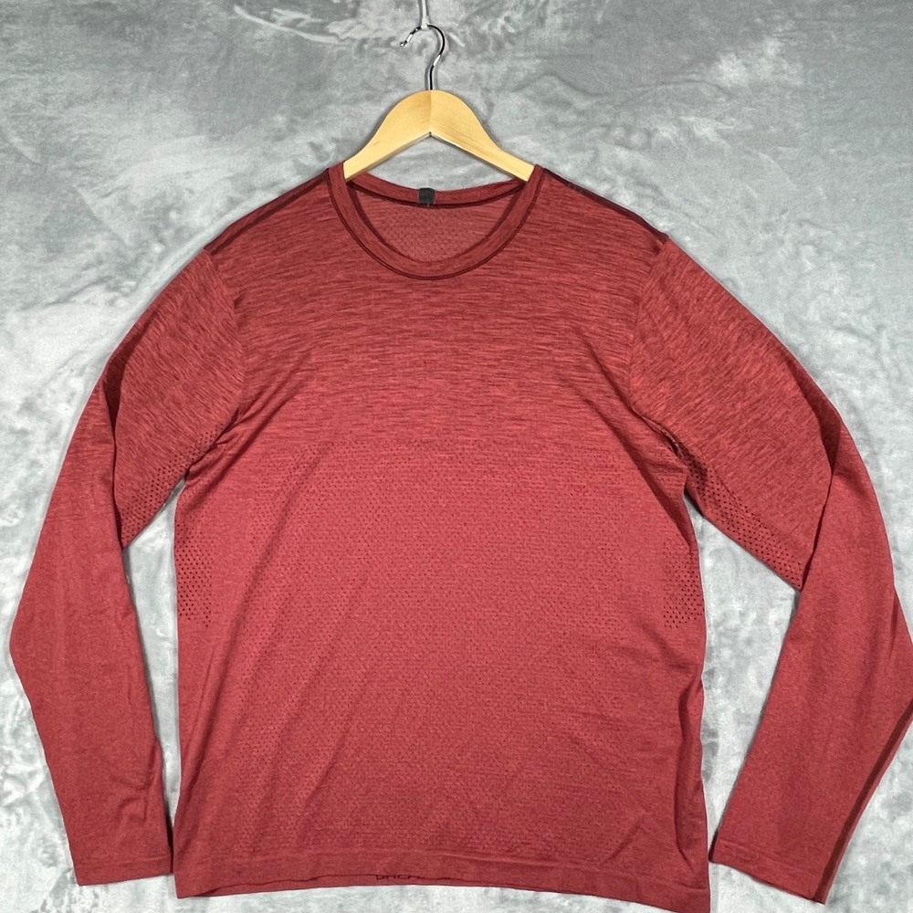 Lululemon Metal Vent Tech Long Sleeve Shirt Mens Heathered Red Training Top L